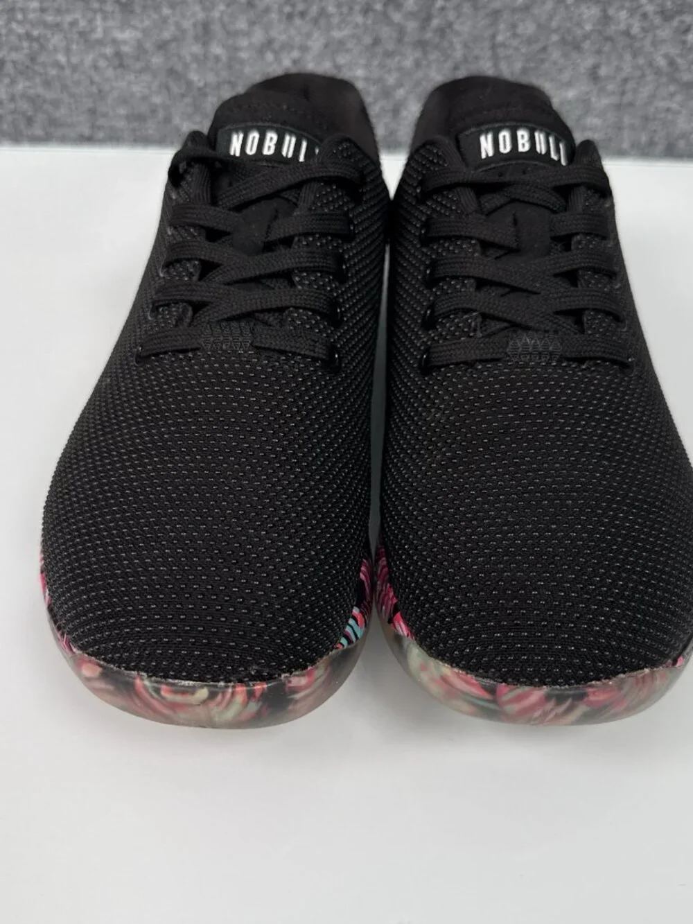 NOBULL Trainer Floral Outsole Sneakers Size M7 W8.5 Black Training Shoes